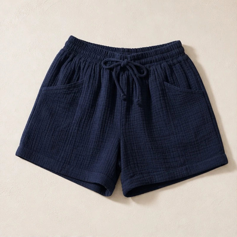 Daphne Drawstring Gauze Shorts - Navy - Shorts - Brondals - Image 1