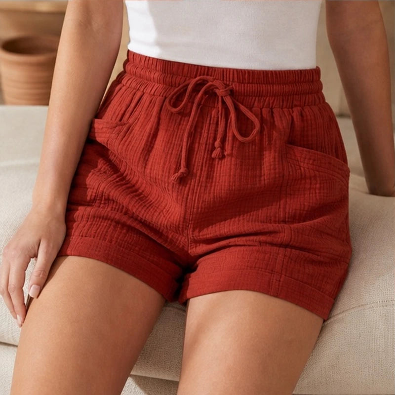 Daphne Drawstring Gauze Shorts - Terracotta - gauze shorts - Brondals - Image 3