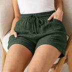 Daphne Drawstring Gauze Shorts - Forest Green - gauze shorts - Brondals - Image 3