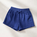 Daphne Drawstring Gauze Shorts - Royal Blue - Shorts - Brondals - Image 1