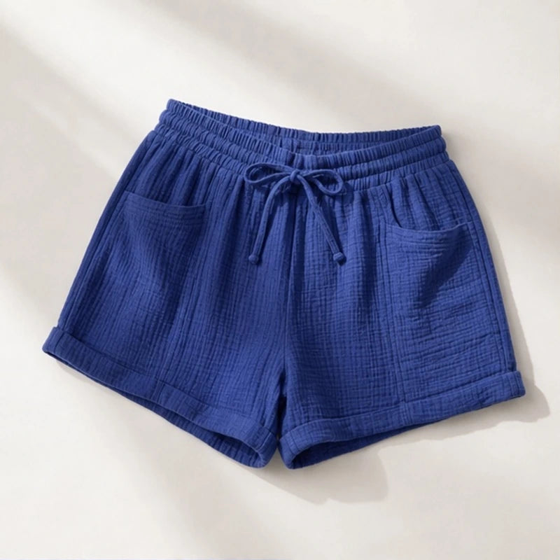 Daphne Drawstring Gauze Shorts - Royal Blue - Shorts - Brondals - Image 1