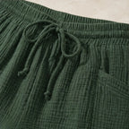 Daphne Drawstring Gauze Shorts - Forest Green - women's shorts - Brondals - Image 2