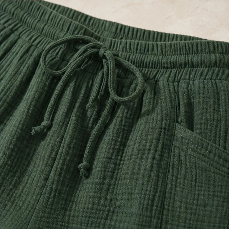 Daphne Drawstring Gauze Shorts - Forest Green - women's shorts - Brondals - Image 2