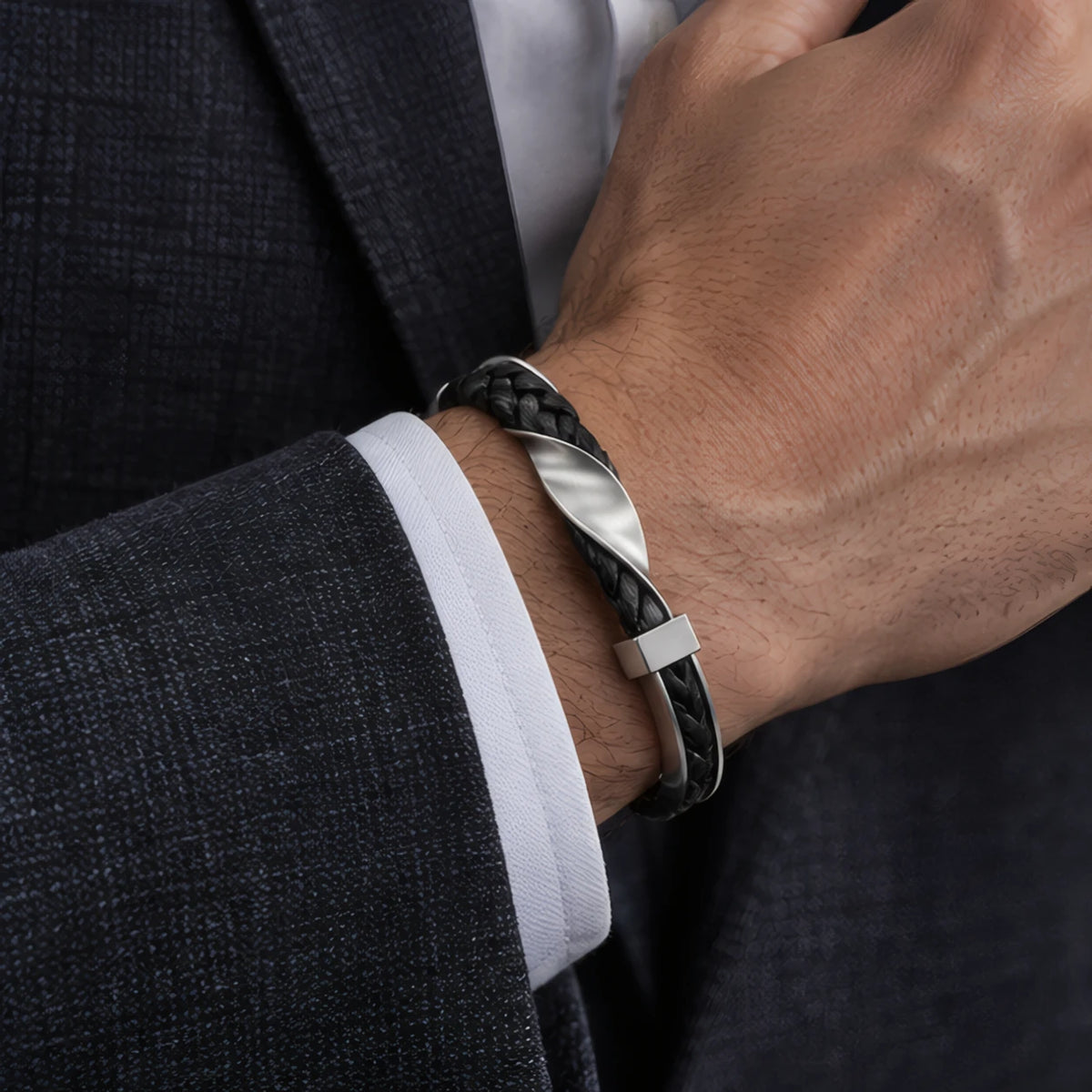 Daventry Men's Cuff Bracelet - Black & Silver - Jewelry > Bracelets > Cuff Bracelets - Brondals - Image 1