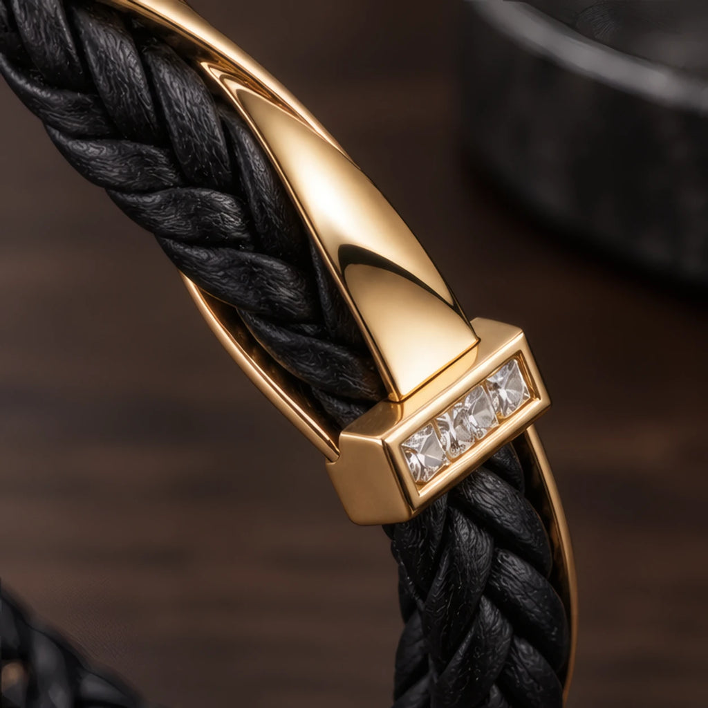 Daventry Men's Cuff Bracelet - Black & Gold (Most Popular) - jewelry - Brondals - Image 2