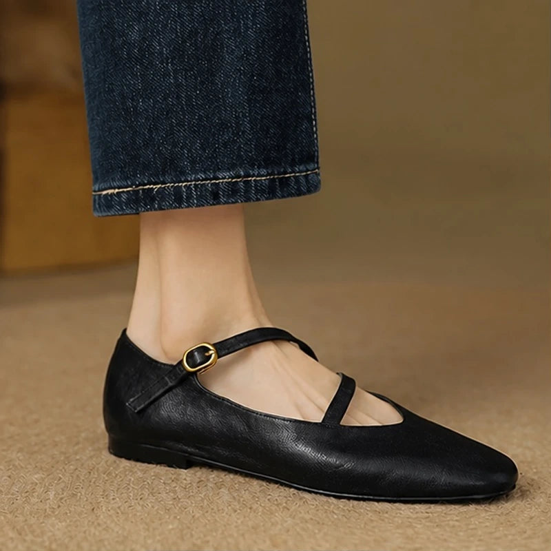 Della Leather Mary Jane Flats - Black - apparel - Brondals - Image 2