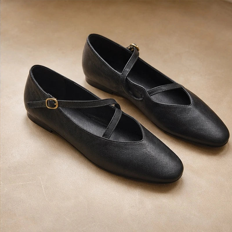 Della Leather Mary Jane Flats - Black - Women's Footwear > Flats > Mary Jane Flats - Brondals - Image 1