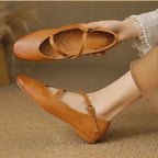 Della Leather Mary Jane Flats - Brown - Shoes - Brondals - Image 3