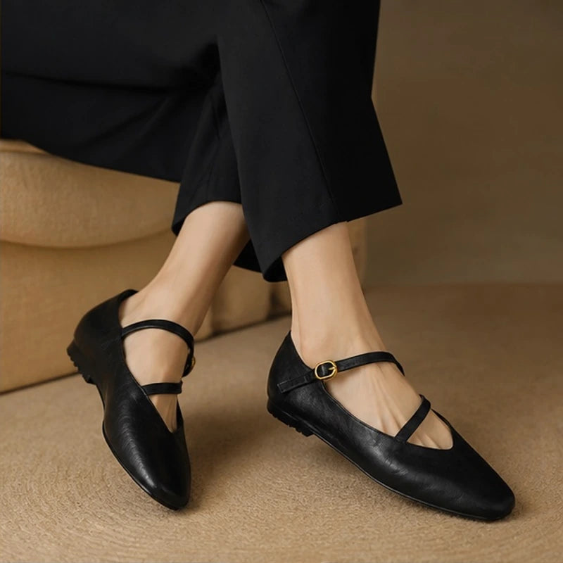 Della Leather Mary Jane Flats - Black - Shoes - Brondals - Image 3