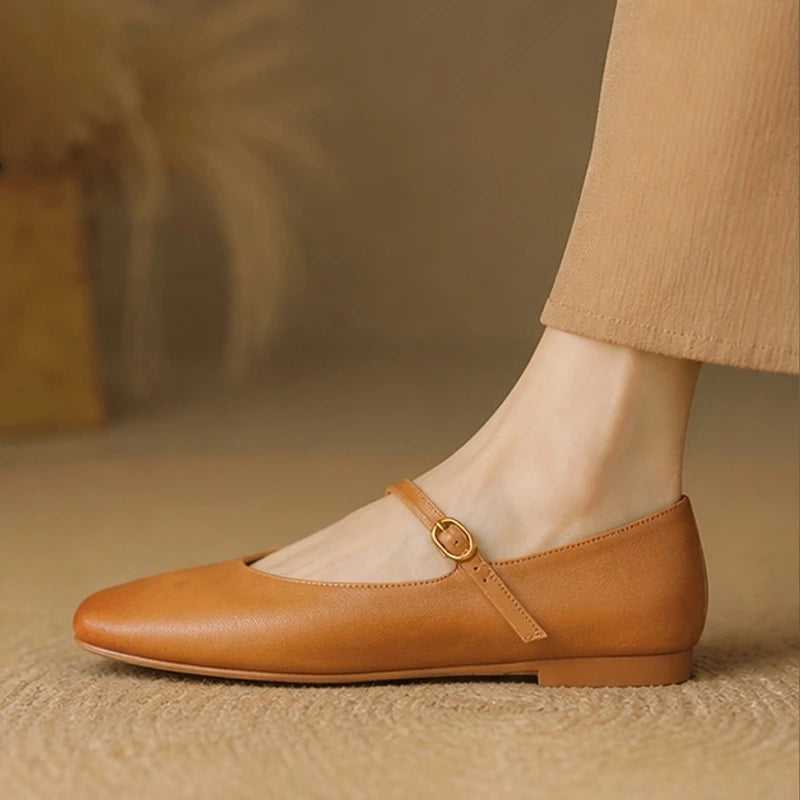 Della Leather Mary Jane Flats - Brown - apparel - Brondals - Image 2