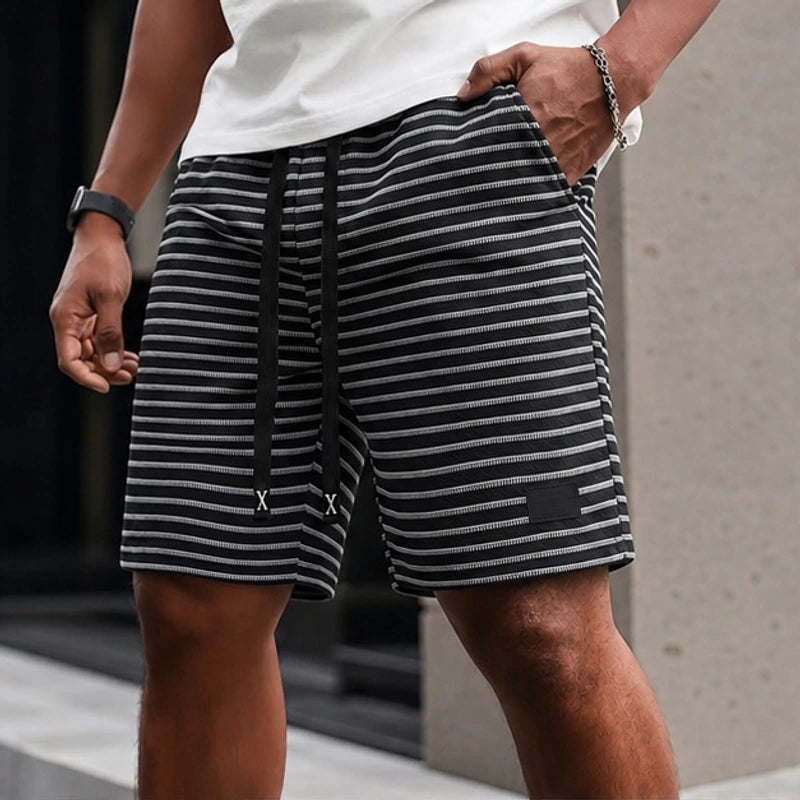 Dempsey Stripe Shorts - Black - men's shorts - Brondals - Image 2
