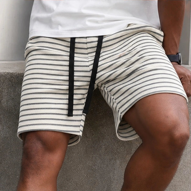 Dempsey Stripe Shorts - Cream - waffle knit - Brondals - Image 4