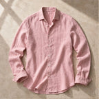 Denholm Linen Button-Up Shirt - Blush Pink - Shirt - Brondals - Image 1