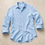 Denholm Linen Button-Up Shirt - Sky Blue - Shirt - Brondals - Image 1