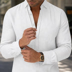 Denholm Linen Button-Up Shirt - White - button-up shirt - Brondals - Image 3