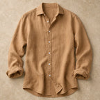 Denholm Linen Button-Up Shirt - Caramel Tan - Shirt - Brondals - Image 1