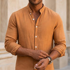 Denholm Linen Button-Up Shirt - Burnt Orange - button-up shirt - Brondals - Image 3
