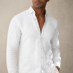 Denholm Linen Button-Up Shirt - White - linen shirt - Brondals - Image 2