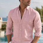 Denholm Linen Button-Up Shirt - Blush Pink - linen shirt - Brondals - Image 2