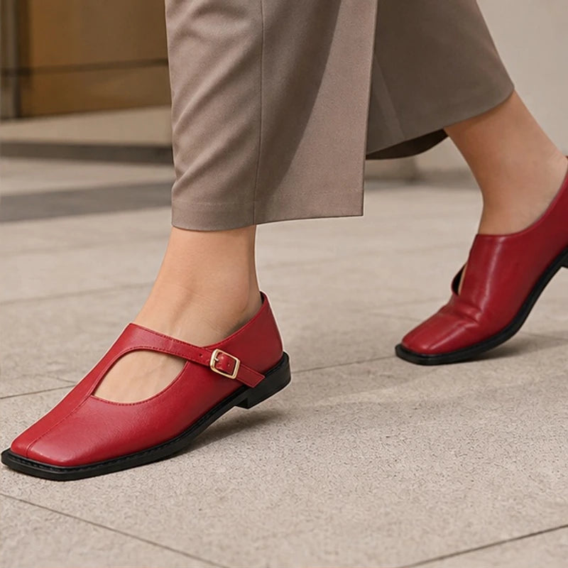 Desiree Leather Mary Janes - Red - leather shoes - Brondals - Image 3