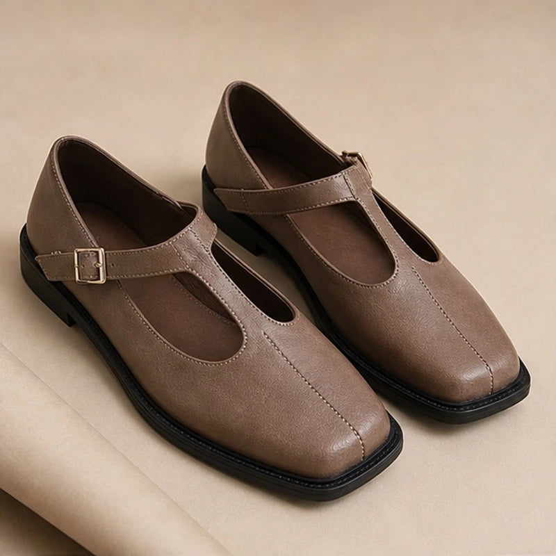 Desiree Leather Mary Janes - Gray - Shoes - Brondals - Image 1
