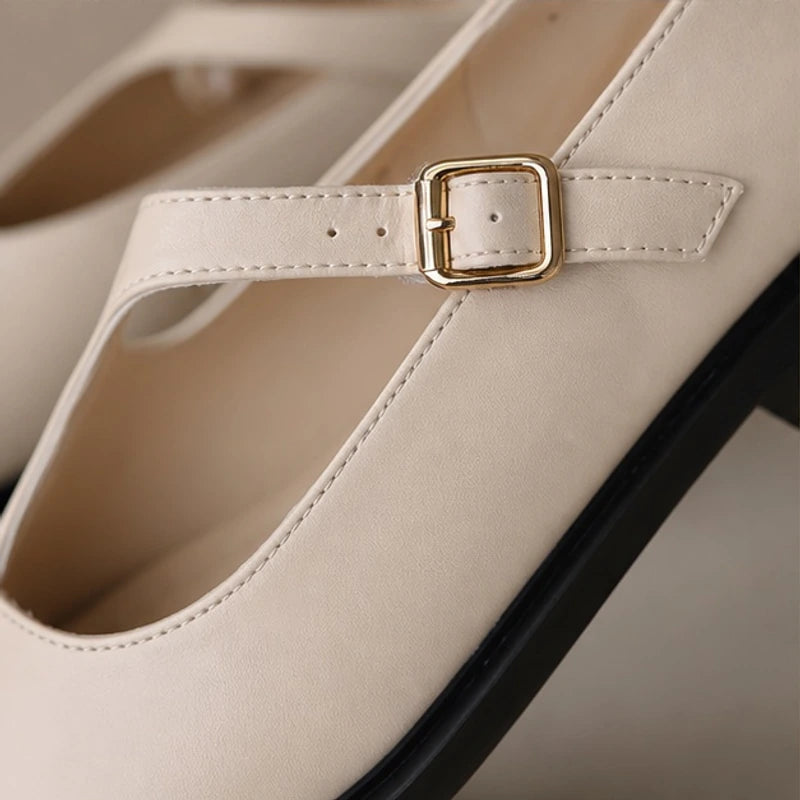 Desiree Leather Mary Janes - White - leather shoes - Brondals - Image 3