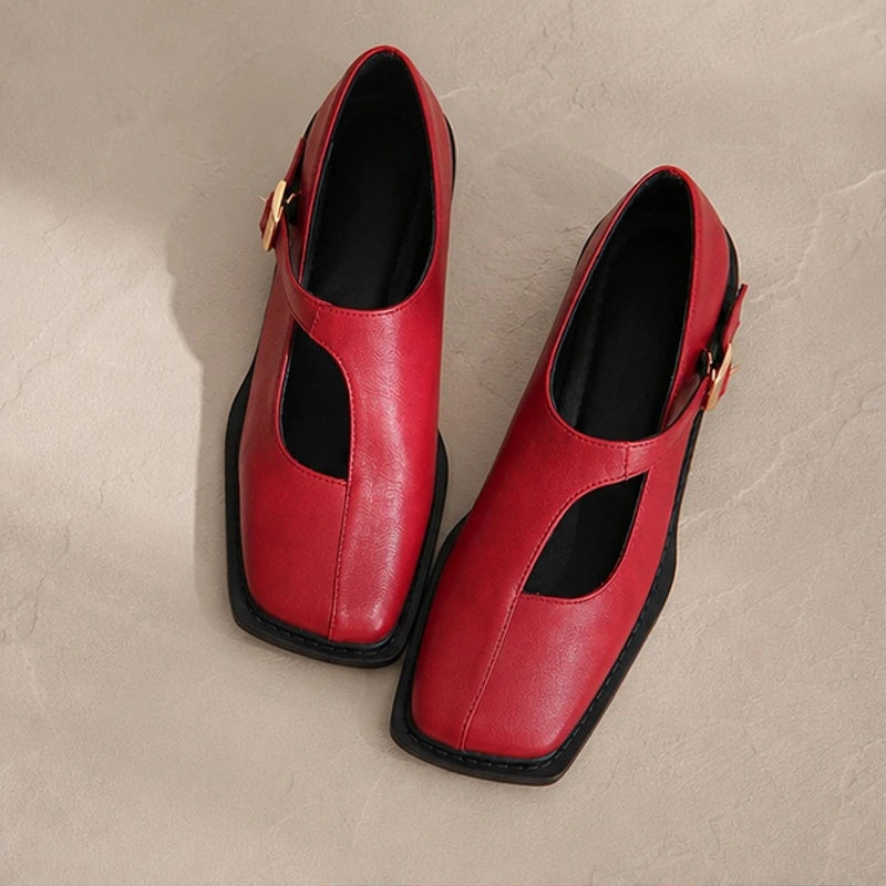 Desiree Leather Mary Janes - Red - Shoes - Brondals - Image 1