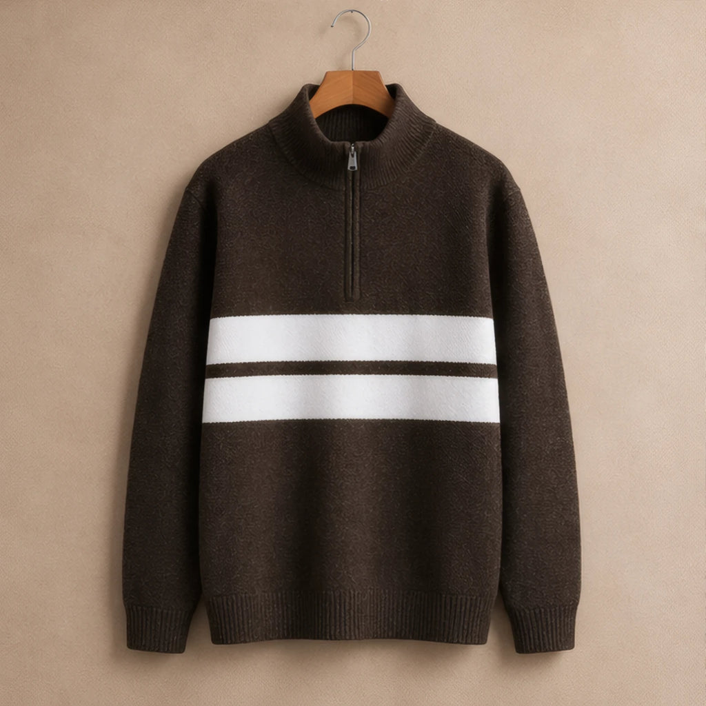 Desmond Knit Half Zip Sweater - Brown - Clothing > Tops > Half-Zip Sweaters - Brondals - Image 2