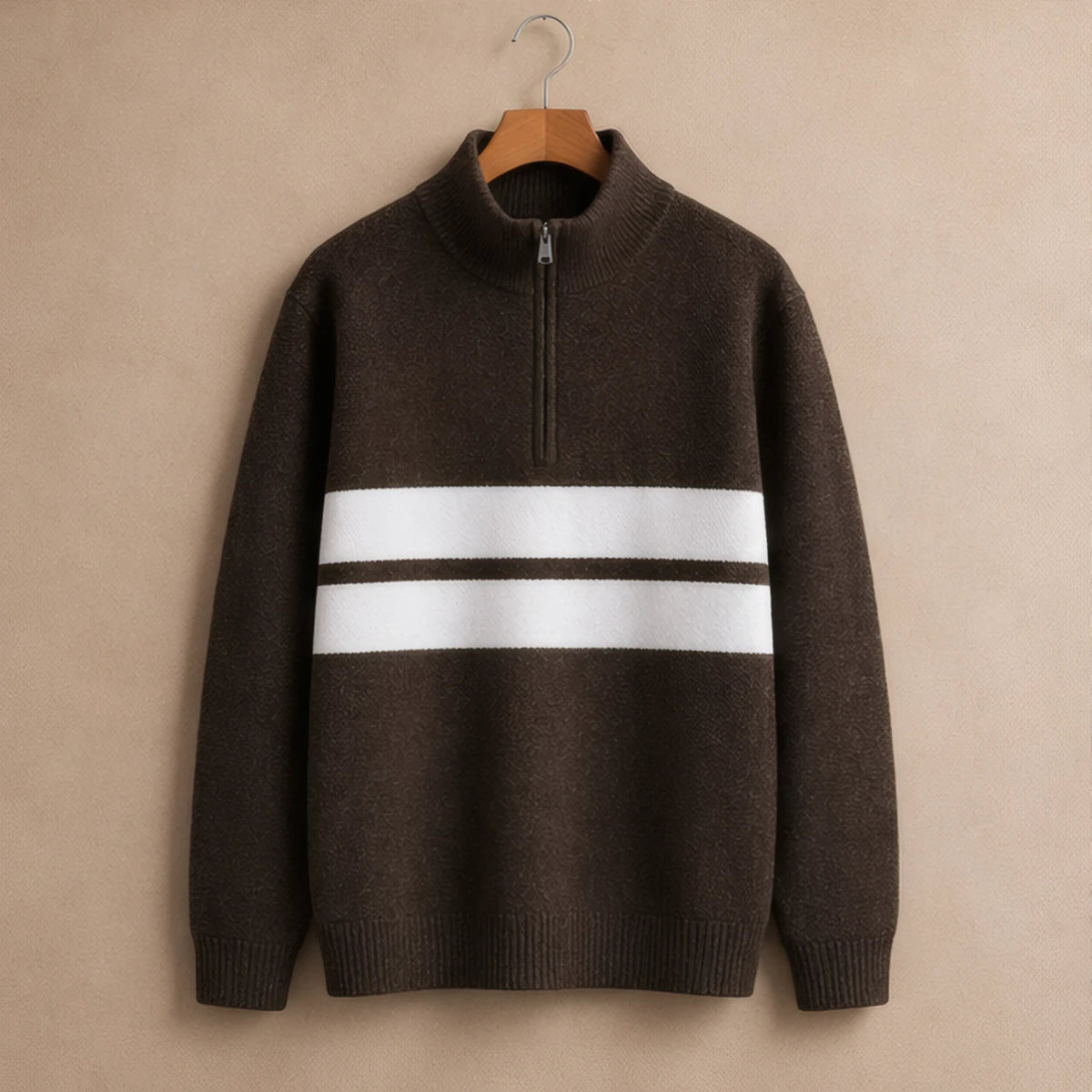 Desmond Knit Half Zip Sweater - Brown - Clothing > Tops > Half-Zip Sweaters - Brondals - Image 2