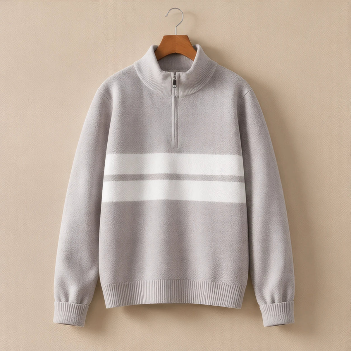 Desmond Knit Half Zip Sweater - Gray - Clothing > Tops > Half-Zip Sweaters - Brondals - Image 2
