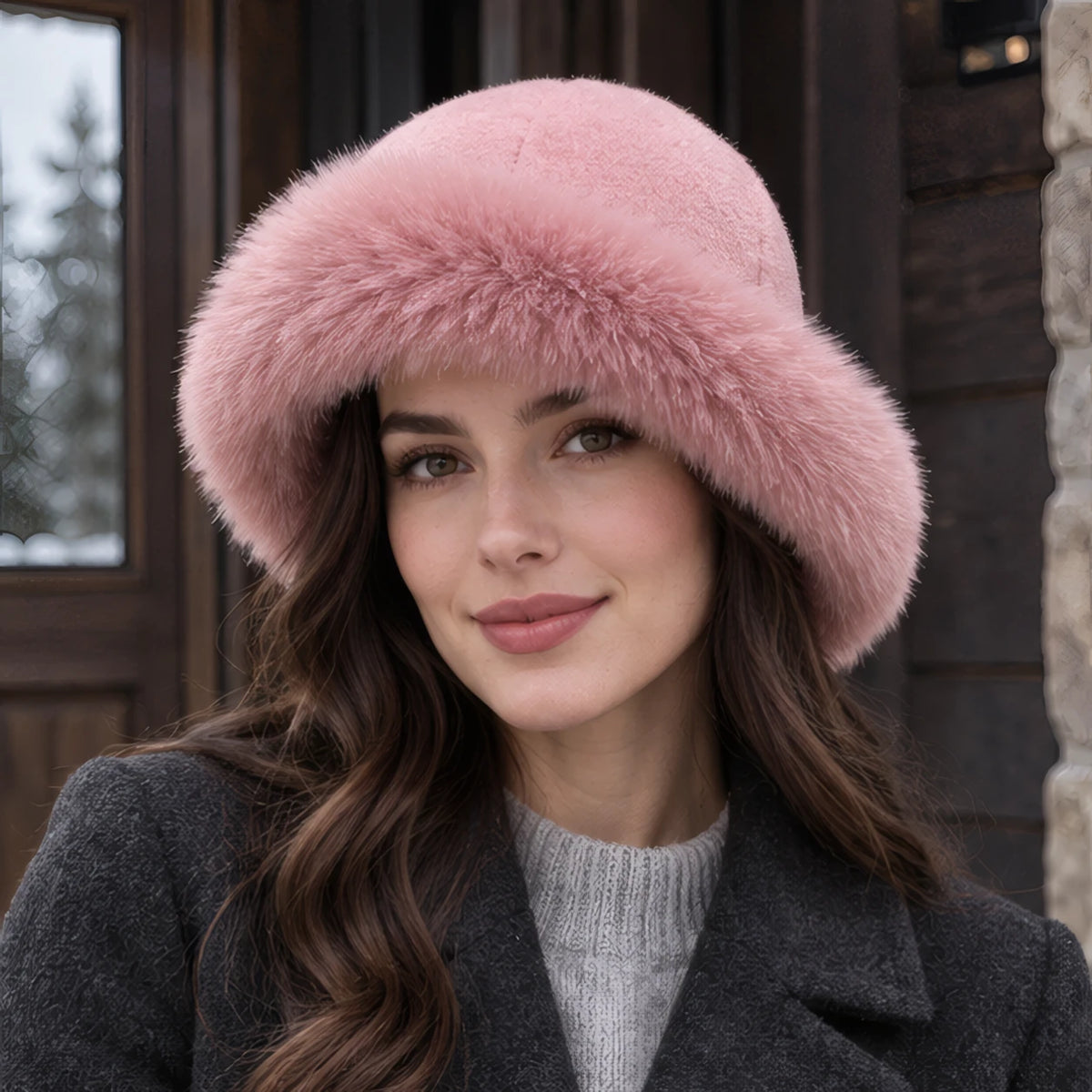 Dorina Women's Fur Brim Hat - Pink - Women's Accessories > Hats > Faux Fur Hats - Brondals - Image 1