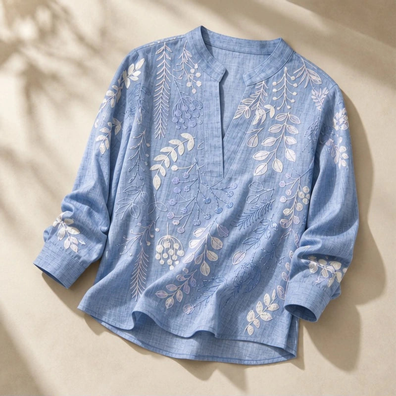 Dorothea Pastel Floral Blouse - Blue - Blouse - Brondals - Image 1