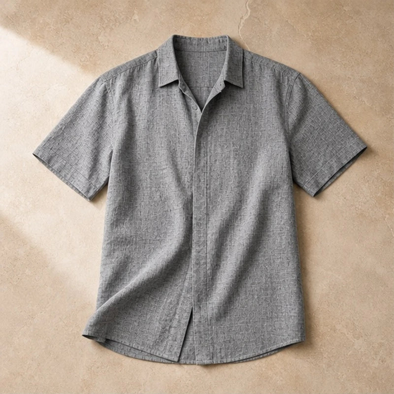 Drummond Linen Short Sleeve Shirt - Heather Gray - Shirt - Brondals - Image 1