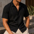 Drummond Linen Short Sleeve Shirt - Black - men's shirt - Brondals - Image 2