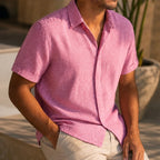 Drummond Linen Short Sleeve Shirt - Blush Pink - linen shirt - Brondals - Image 3