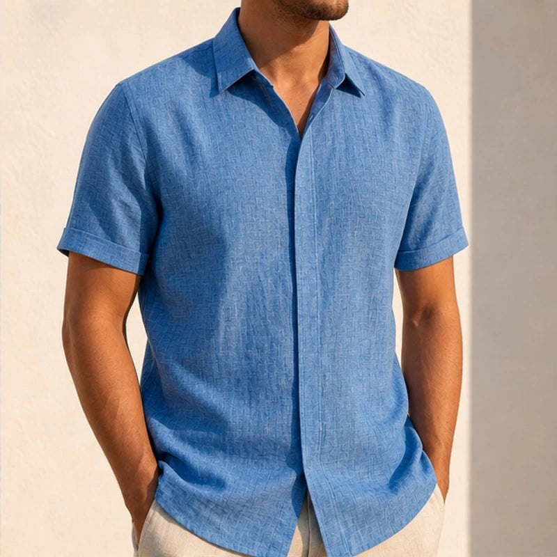 Drummond Linen Short Sleeve Shirt - Sky Blue - men's shirt - Brondals - Image 2