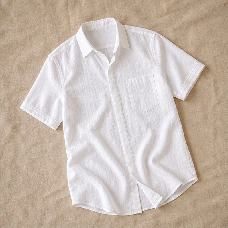Drummond Linen Short Sleeve Shirt - White - Shirt - Brondals - Image 1