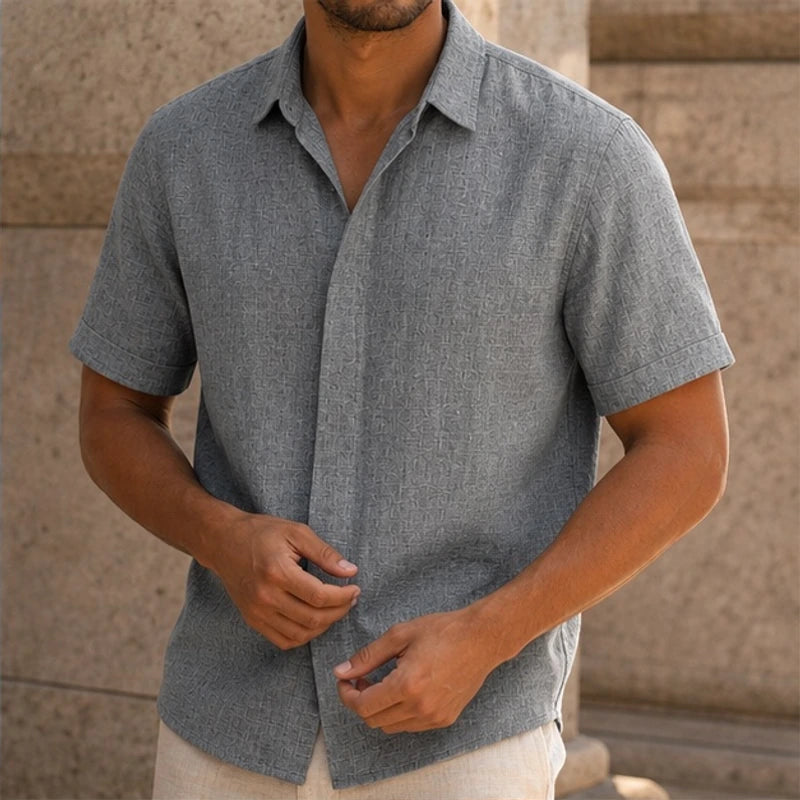 Drummond Linen Short Sleeve Shirt - Heather Gray - men's shirt - Brondals - Image 2