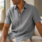 Drummond Linen Short Sleeve Shirt - Heather Gray - linen shirt - Brondals - Image 3