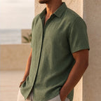 Drummond Linen Short Sleeve Shirt - Sage Green - men's shirt - Brondals - Image 2
