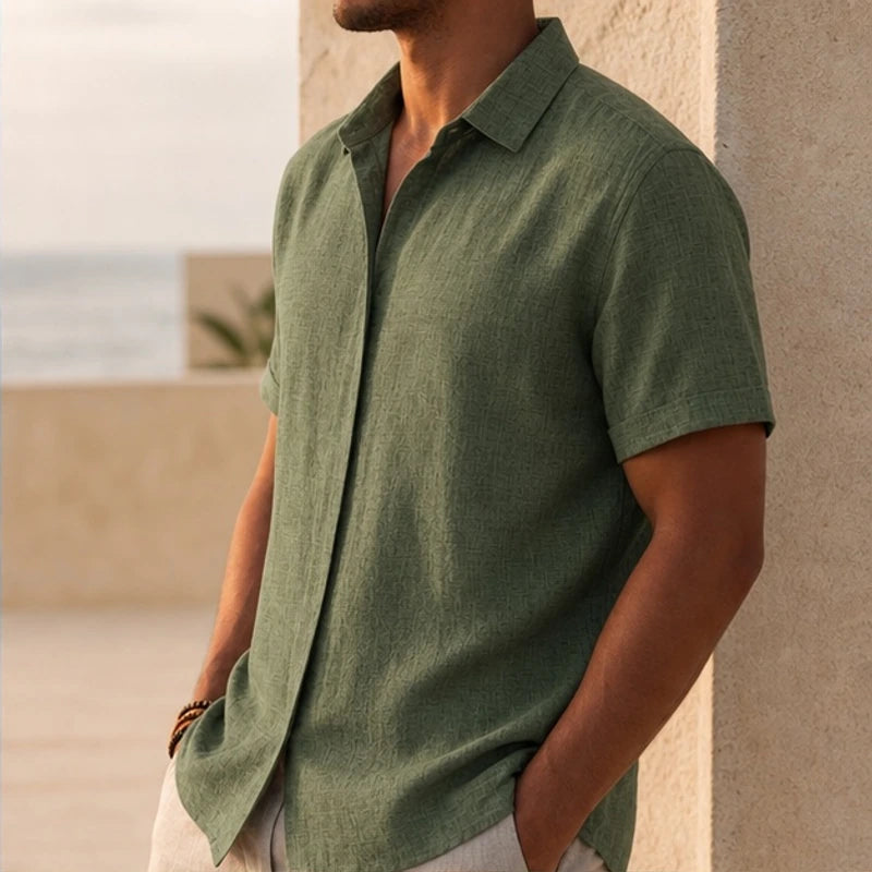 Drummond Linen Short Sleeve Shirt - Sage Green - men's shirt - Brondals - Image 2