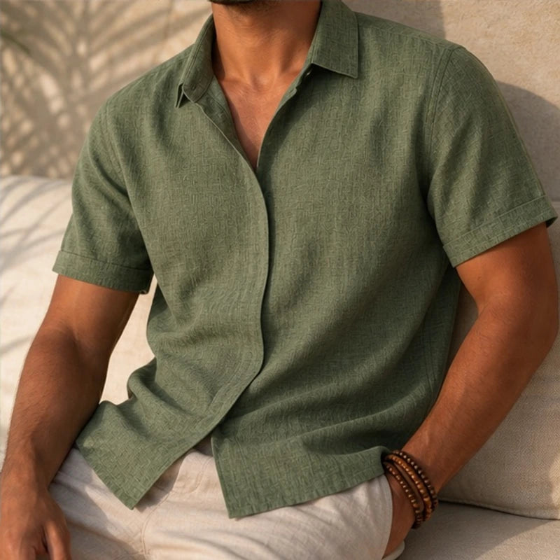 Drummond Linen Short Sleeve Shirt - Sage Green - linen shirt - Brondals - Image 3