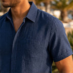 Drummond Linen Short Sleeve Shirt - Deep Navy - men's shirt - Brondals - Image 2