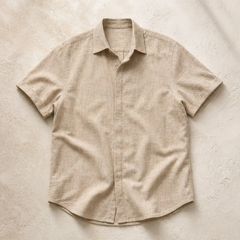 Drummond Linen Short Sleeve Shirt - Stone Beige - Shirt - Brondals - Image 1