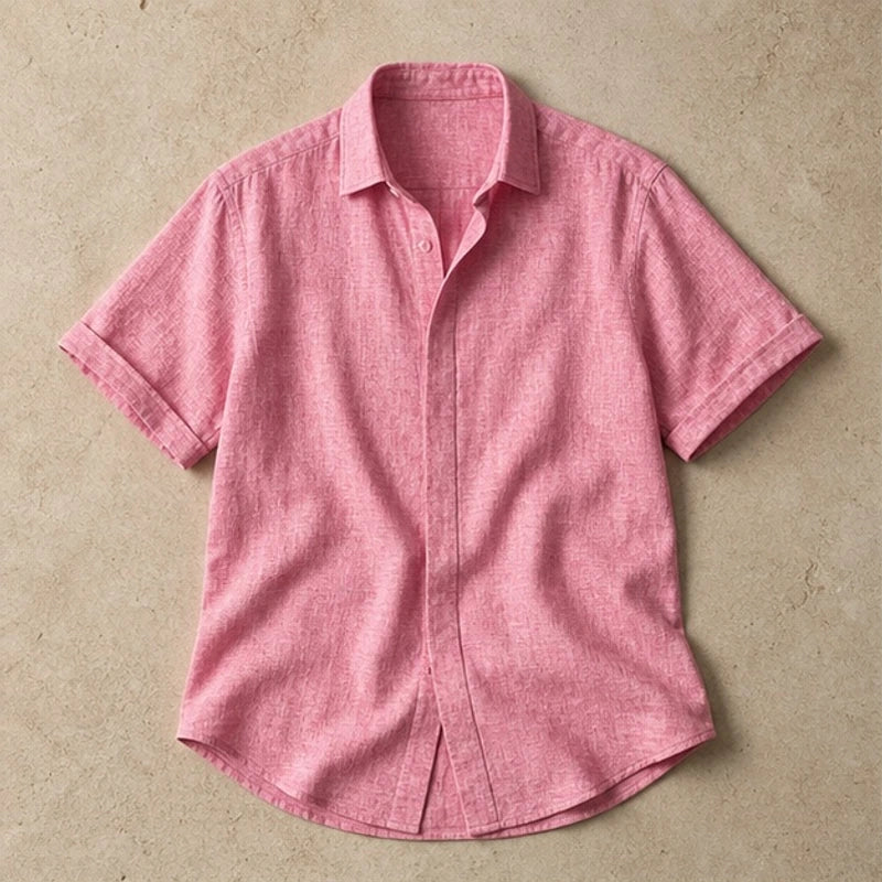 Drummond Linen Short Sleeve Shirt - Blush Pink - Shirt - Brondals - Image 1