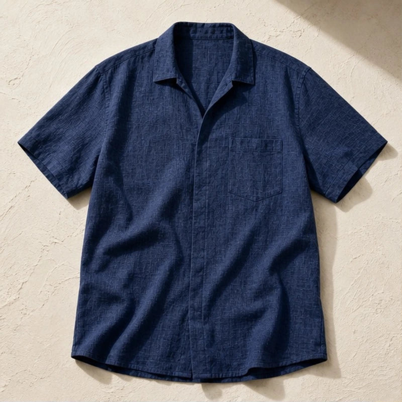 Drummond Linen Short Sleeve Shirt - Deep Navy - Shirt - Brondals - Image 1