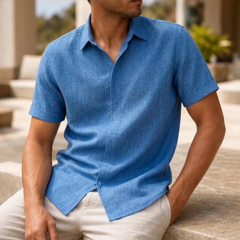 Drummond Linen Short Sleeve Shirt - Sky Blue - linen shirt - Brondals - Image 3