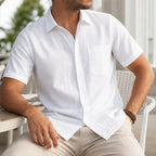 Drummond Linen Short Sleeve Shirt - White - linen shirt - Brondals - Image 3