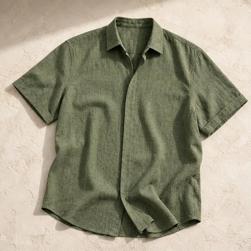 Drummond Linen Short Sleeve Shirt - Sage Green - Shirt - Brondals - Image 1