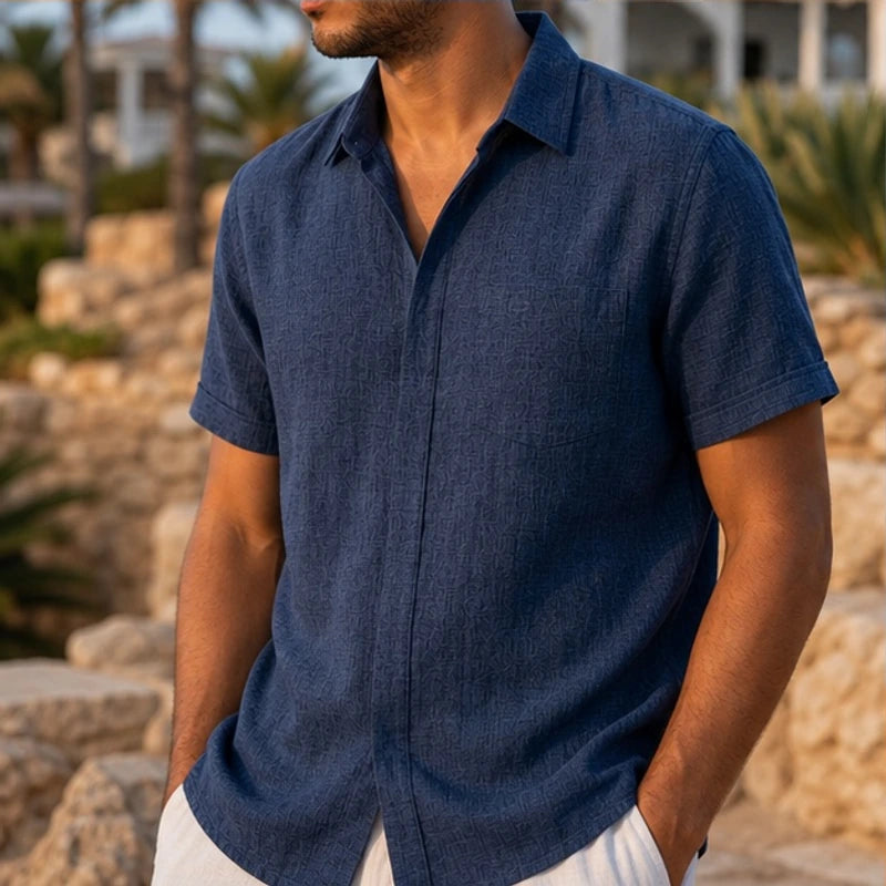 Drummond Linen Short Sleeve Shirt - Deep Navy - linen shirt - Brondals - Image 3